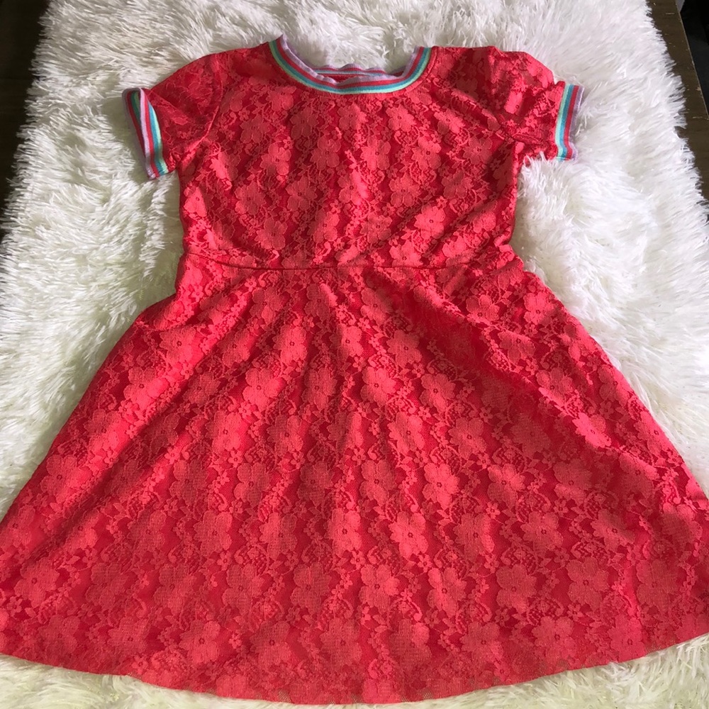 ⚡️5 For $15⚡️ Girls red/pink lace dress - Picture 1 of 8